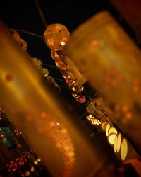 Close-up of illuminated lighting equipment