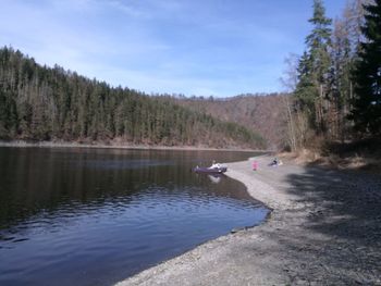 Scenic view of lake against sky