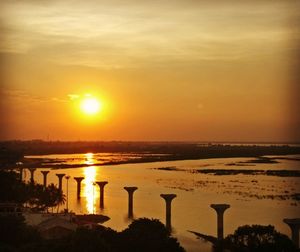 Scenic view of sunset over sea