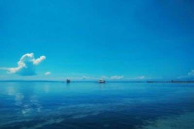 Scenic view of sea against blue sky