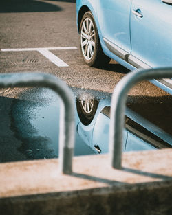 Close-up of bicycle on road