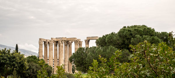 Athens, greece - febr 14, 2020. temple of olympian zeus,  olympieion or columns of the olympian zeus