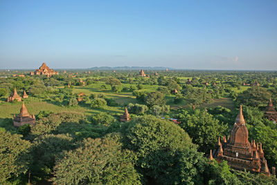 Panoramic view of trees on landscape against sky