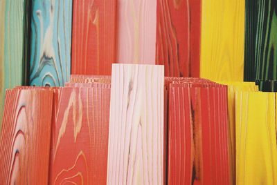 Full frame shot of colorful wooden planks