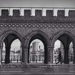View of people walking on tiled floor