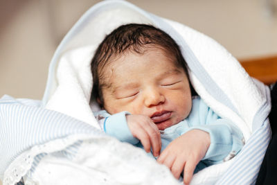 Close-up of baby boy sleeping