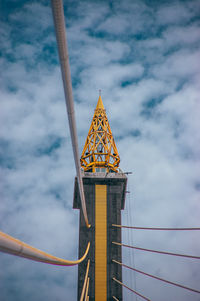 Low angle view of building against cloudy sky