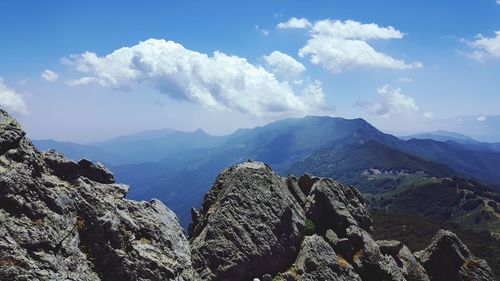 Panoramic view of mountains against sky