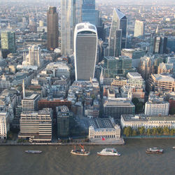 High angle view of buildings in city