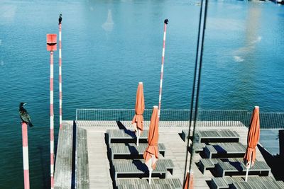 High angle view of pier over sea