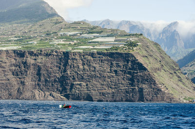 Scenic view of sea against mountain