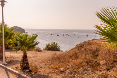 Scenic view of sea against clear sky