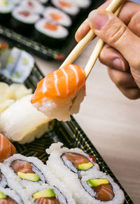 Close-up of sushi in plate