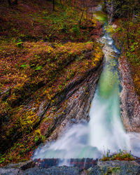 Stream flowing through rocks in forest