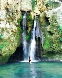 Scenic view of waterfall