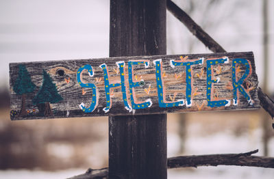 Close-up of signboard