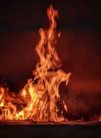 Close-up of bonfire at night