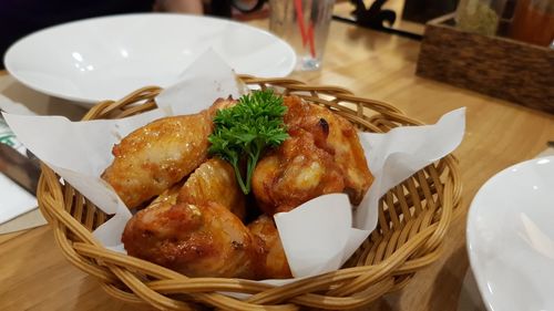 Close-up of food in plate on table