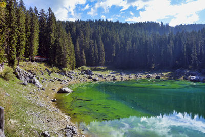 Scenic view of lake against sky