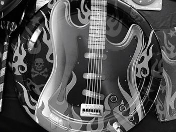 High angle view of guitar