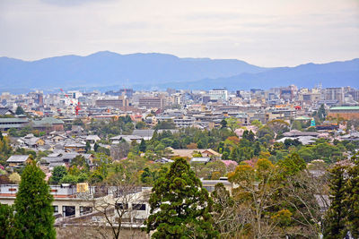 High angle view of townscape against sky