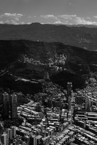 High angle view of townscape against sky