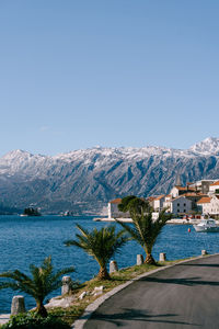 Scenic view of sea against blue sky