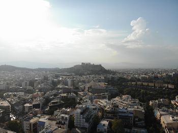 High angle view of townscape against sky
