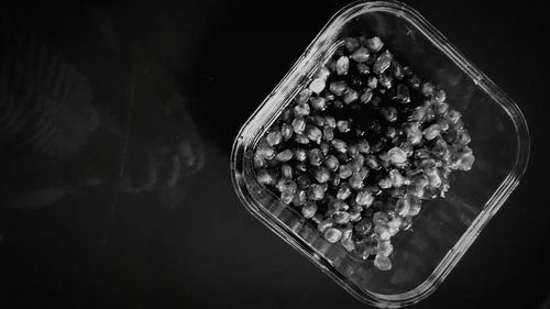 High angle view of pomegranate seeds on table