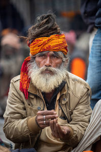 Portrait of man wearing mask