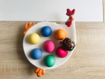 Close-up of multi colored candies on table