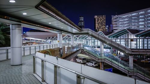 View of modern bridge at night