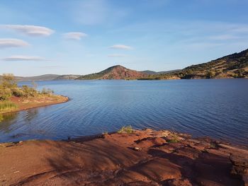 Scenic view of lake against sky