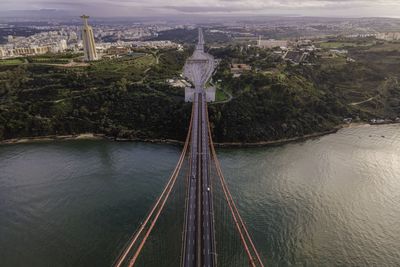 High angle view of bridge over river