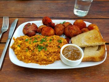 Close-up of food on table