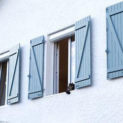 Open door of building