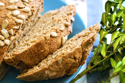 Close-up of bread in plate