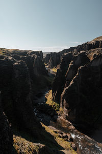 Scenic view of mountains against clear sky