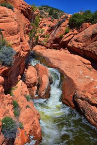 Gunlock state park reservoir falls, waterfall, utah by st george. united states.