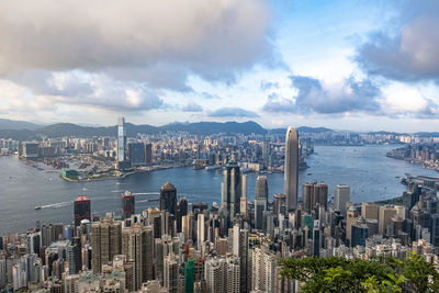 Panoramic view of city buildings against sky