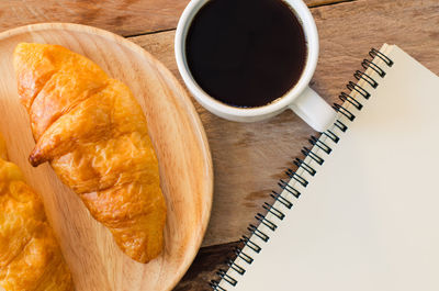 High angle view of breakfast on table