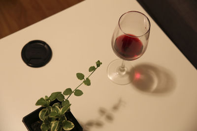 Close-up of wine glass on table