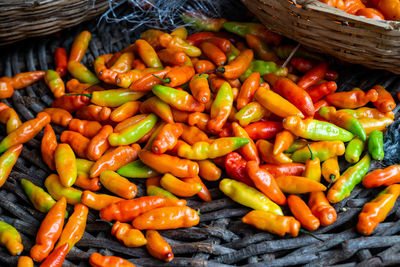 Yellow smelling pepper for sale at the famous and grandiose são joaquim fair in salvador, brazil. 