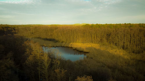 Scenic view of lake against sky