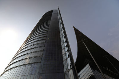 Low angle view of modern building against sky