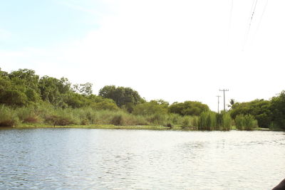 Scenic view of river against clear sky