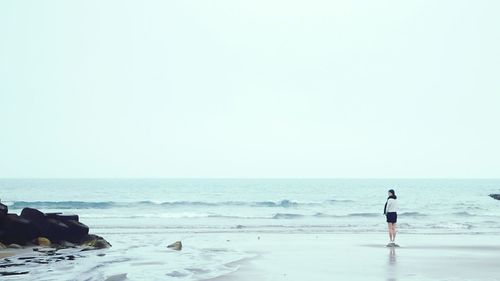 Scenic view of sea against clear sky