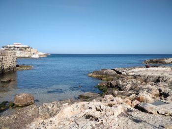 Scenic view of sea against clear sky