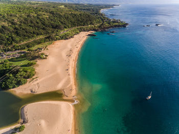 High angle view of beach