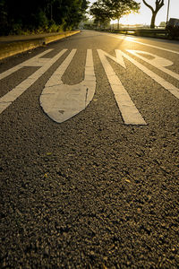 Road marking on road